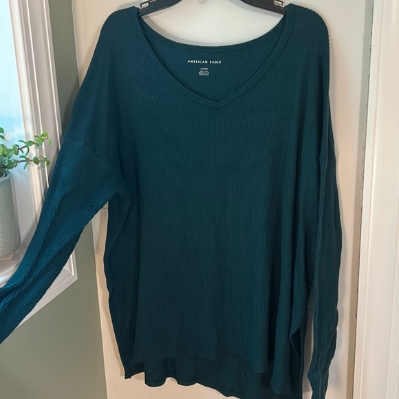 American Eagle Outfitters Sweaters - American Eagle Emerald Green Oversized Thin Sweater